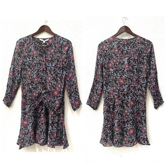 NWT Veronica Beard Printed Silk Tie Front Dress - Picture 11 of 15